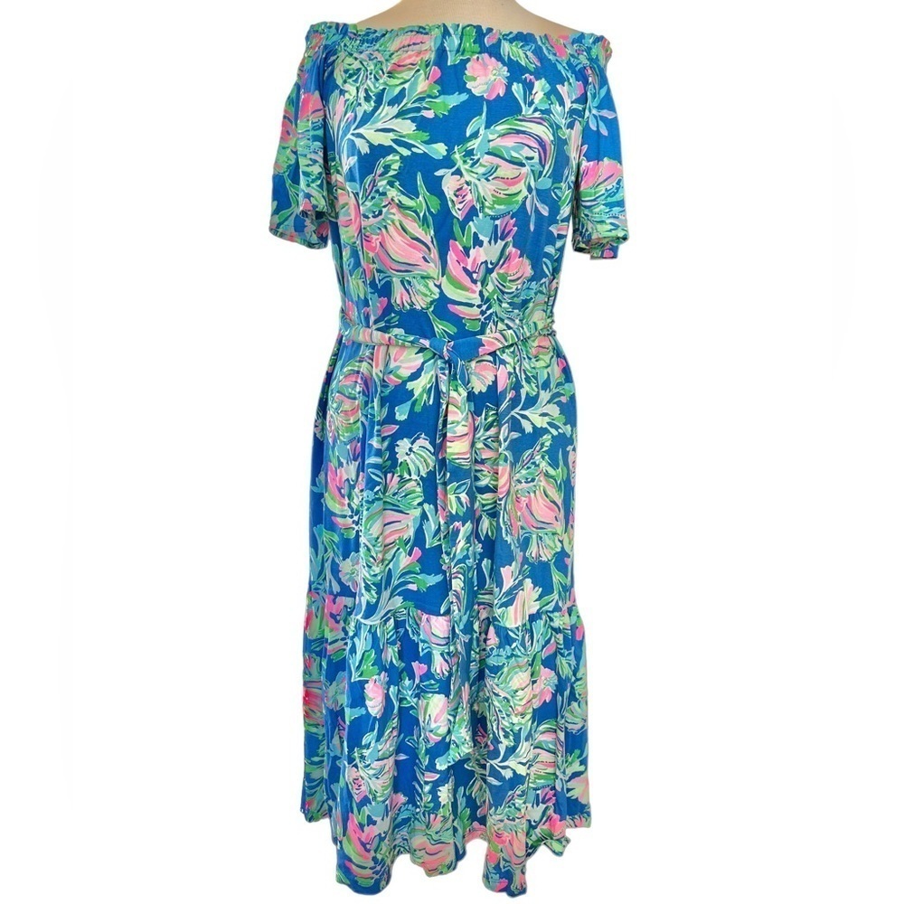 LILLY PULITZER Small Merle Midi dress Blue Flare Fancy Fins - Picture 9 of 15